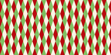 Kırmızı ve yeşil, klasik, pürüzsüz elmas desenli palyaço daması Noel süslemesi desenli. Klasik Xmas kartı arkaplanı ya da hediye paketi, paket kağıdı ya da kış tatili arkaplanı