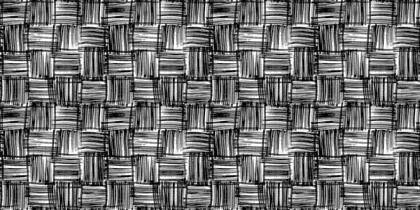 Naadloze Abstracte Hand Getrokken Mand Weven Crosshatch Strepen Checker Textuur — Stockfoto