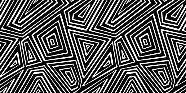 无缝隙异想天开的抽象手绘有趣的几何多边形条纹涂鸦图案 时尚的黑白菱形山水画线条艺术再现背景 简单的单色主题 — 图库照片