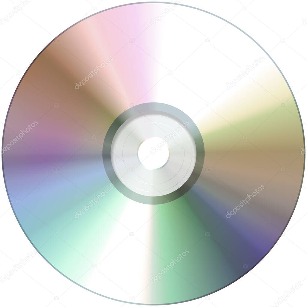 Disco compacto retro aislado (CD), discos de vídeo digital (DVD) o CD-ROM.  Vintage 90s y 2000s tecnología informática, música o cine concepto gráfico  o fondo. Ilustración 3D 2023