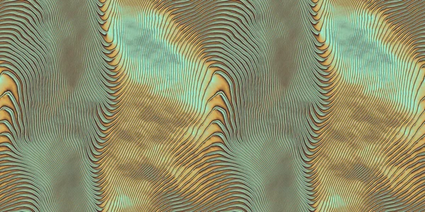 Seamless abstract topographic map wavy ridged lines background texture in an oxidized copper patina mint green and orange brown earth tones color palette. Topology wallpaper pattern 3D rendering