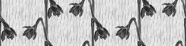 Seamless Vintage Hand Drawn Doodle Daffodil Flowers Wallpaper Pattern Woodcut — Stockfoto