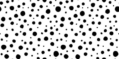 Oyuncu el yapımı kusursuz polkadot deseni beyaz arka planda siyah mürekkep lekeli daireler çiziyor. Basit soyut blender motif dokusu modaya uygun, kaprisli karalama çizgisi sanat tarzında