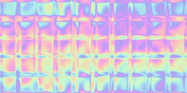 Seamless webpunk aesthetic Y2K futurism glass refraction square mosaic faded pastel rainbow ombre pattern. Trendy iridescent holographic heatmap neon gradient gingham checkers background texture