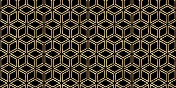 Fără Sudură Aur Art Deco Izometric Stivuite Cuburi Model Linii — Fotografie, imagine de stoc