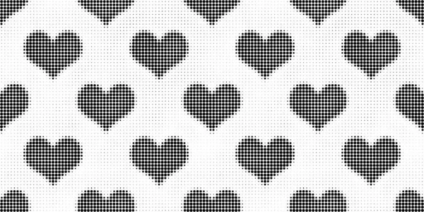 Seamless Vintage Halftone Hearts Dot Pattern Background Tileable Grunge Black — Stock Photo, Image