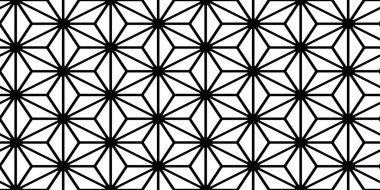 Kusursuz Art Deco Japon asanoha kenevir yaprağı deseni. Tablo siyah ve beyaz soyut geometrik origami yıldız çizgileri duvar kağıdı dokusu. Yüksek çözünürlüklü tekstil tasarımı