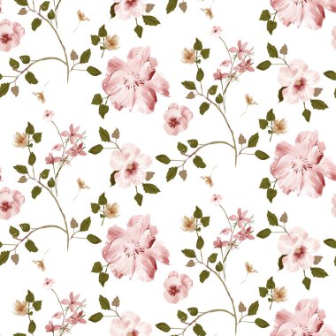 suluboya çiçek seamless modeli