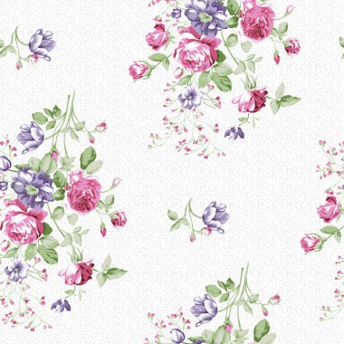 Suluboya gül ile dikişsiz çiçek deseni