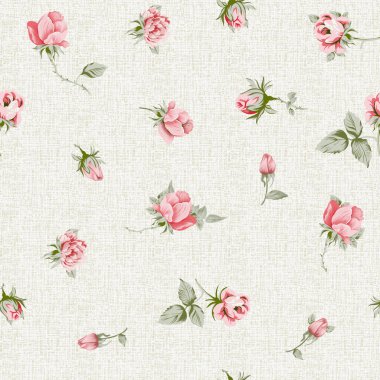 Kırmızı güller ve suluboya arka planda yapraklarla kusursuz çiçek deseni