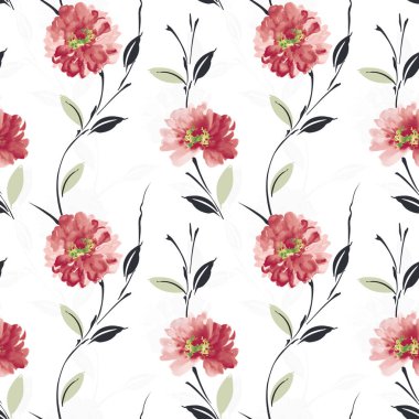 Suluboya çiçekler ve yapraklar Dikişsiz desen