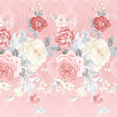 suluboya güller pürüzsüz desen, vektör