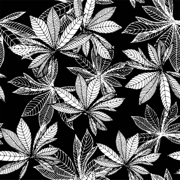 Векторный бесшовный узор с нарисованными вручную тропическими цветами
