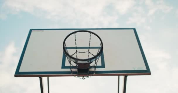 Close Shot Selective Focus Score Winning Points Basketball Game Competition — Stock Video