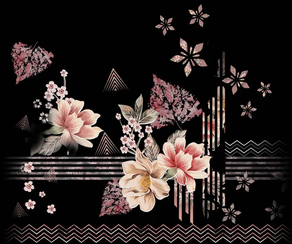 Textil Diseño Digital Motivo Patrón Decoración Hecha Mano Obra Arte — Foto de Stock