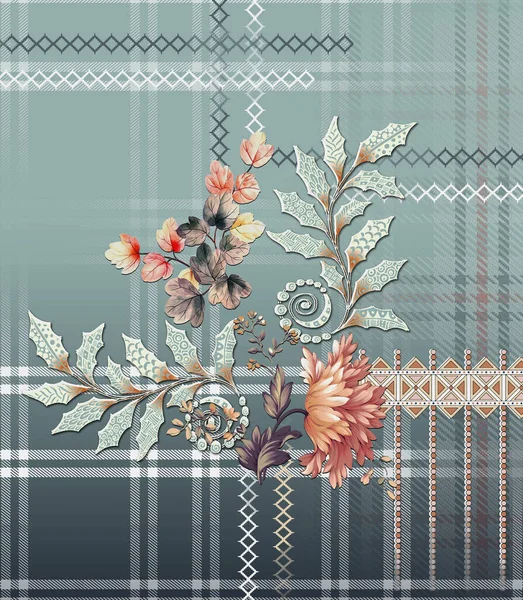 Têxtil Design Digital Motivo Padrão Decoração Feito Mão Arte Quadro — Fotografia de Stock