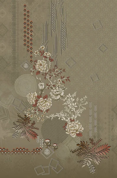 Textil Diseño Digital Motivo Patrón Decoración Hecha Mano Obra Arte Imagen De Stock
