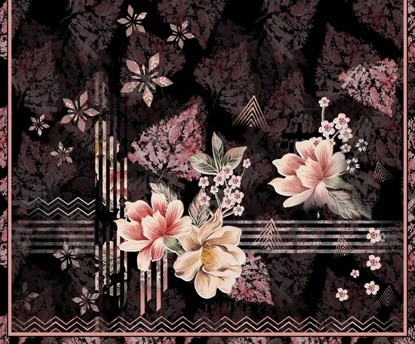 Decoración Motivos Diseño Digital Textil Hecha Mano Obra Arte Mini — Foto de Stock