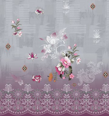 Tekstil dijital tasarım motif deseni el yapımı sanat eseri çerçeve hediye kartı duvar kağıdı kadın bezi soyut sınır halısı etnik kilise vb. Jeometrik işlemeli yarı cesur çiçek tasarımları