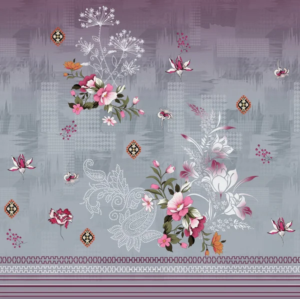 Textiel Digitaal Design Motief Decor Handgemaakte Kunstwerk Kader Gift Card — Stockfoto