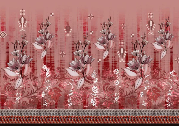 Textile Digital Design Motif Pattern Decor Hand Made Artwork Mini — Stock Photo, Image