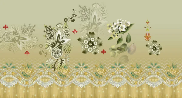 Textile Digital Design Motif Pattern Decor Hand Made Artwork Frame — Stock Photo, Image