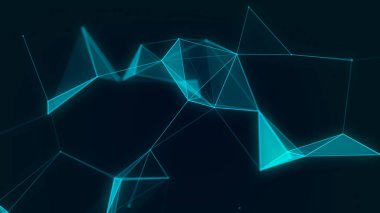 İş için fütüristik fon. Hareket eden parçacıklarla ağ bağlantısı siber uzayı. Büyük veri görselleştirmesi. Soyut siber güvenlik geçmişi. 3B görüntüleme.