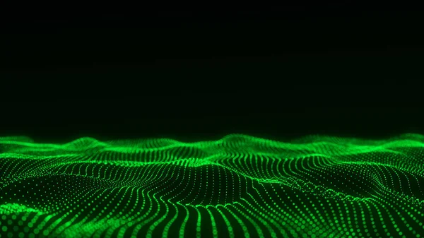Digitale Technologie Golf Donkere Cyberspace Met Groene Bewegingsstippen Lijnen Futuristische — Stockfoto