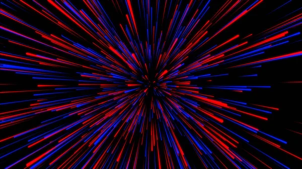 摘要超标背景 大数据网络空间的移动 动态跳跃蓝光线在速度上 未来的光爆炸 五彩缤纷的光线在运动 3D渲染 — 图库照片