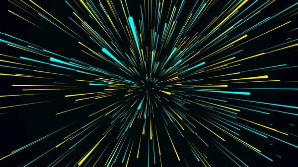 摘要超标背景 大数据网络空间的移动 动态跳跃蓝光线在速度上 未来的光爆炸 五彩缤纷的光线在运动 3D渲染 — 图库照片