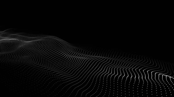 Technologie Numérique Vague Noire Cyberespace Sombre Avec Des Points Mouvement — Image vectorielle