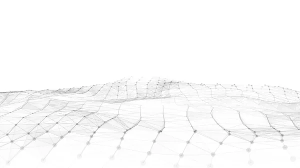 矢量数字技术浪潮 黑暗的网络空间 白色的运动点和线条 未来数字背景 大数据分析 — 图库矢量图片