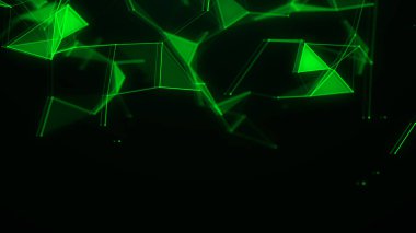 İş için fütüristik fon. Ağ bağlantısı hareketli parçacıklar ile ağ yapısı siber uzayı bozar. Büyük veri görselleştirmesi. Soyut siber güvenlik geçmişi. 3B görüntüleme.