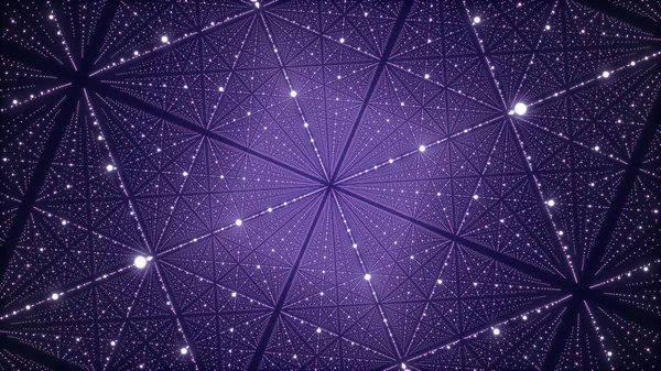 空间未来主义背景 网络连接结构网络空间与移动的粒子在银河系 大数据可视化 摘要网络安全背景 3D渲染 — 图库照片