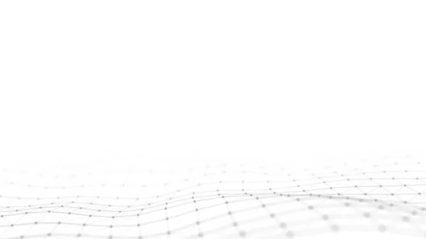 Digital Technology White Wave Light Cyberspace Motion Dots Lines Futuristic — Foto de Stock