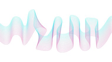 Çizgileri olan soyut renkli dalgalar. Dijital frekans dengeleyici. Vektör illüstrasyon dinamik müzik dalgası. Teknoloji sesi.