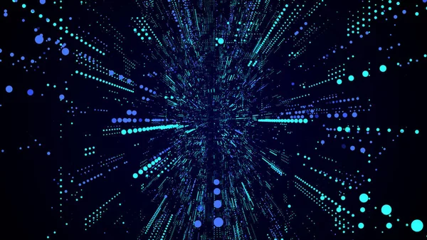 矢量抽象科幻小说蓝色隧道 数字数据库网络空间 解码算法黑进漏斗中的软件 蠕虫洞 有来自粒子的网络安全 3D门户 — 图库矢量图片