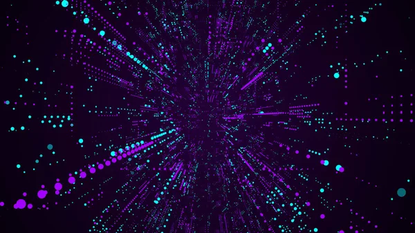 矢量抽象科幻粉红隧道 数字数据库网络空间 解码算法黑进漏斗中的软件 蠕虫洞 有来自粒子的网络安全 3D门户 — 图库矢量图片