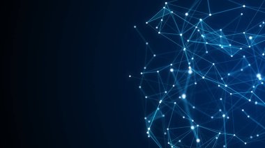 İş için fütüristik fon. Hareket eden parçacıklarla ağ bağlantısı siber uzayı. Büyük veri görselleştirmesi. Soyut siber güvenlik geçmişi. 3B görüntüleme.