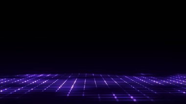 Technology perspective grid background. Digital space wireframe landscape. Purple mesh on a black background. 3d rendering. clipart