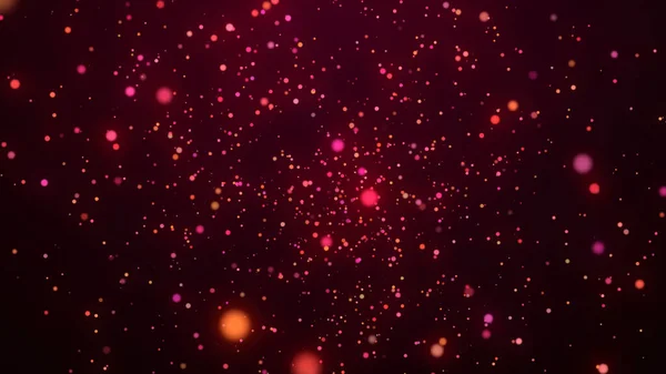 暗めの背景にボケ効果のあるダスト粒子 抽象的な赤い魔法の背景 3Dレンダリング — ストック写真
