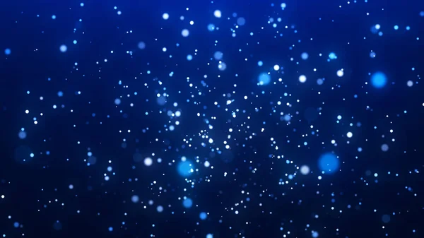 暗めの背景にボケ効果のあるダスト粒子 抽象的な青い魔法の背景 3Dレンダリング — ストック写真