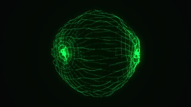 Esfera Verde Ficção Científica Com Partículas Conceber Conexão Rede Esfera — Vídeo de Stock