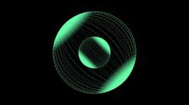 Parçacıkları ve çizgileri olan vektör bilimkurgu yeşil küresi. Ağ bağlantısını kavra. Çerçeve küresi. Soyut teknoloji arkaplanı.