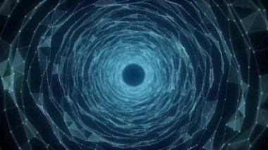 Soyut bilim kurgu mavi tünel. Solucan deliği siber uzayı emer. Üç boyutlu portal. Gelecekçi fantezi yüksek teknoloji hunisi. 3d oluşturma.
