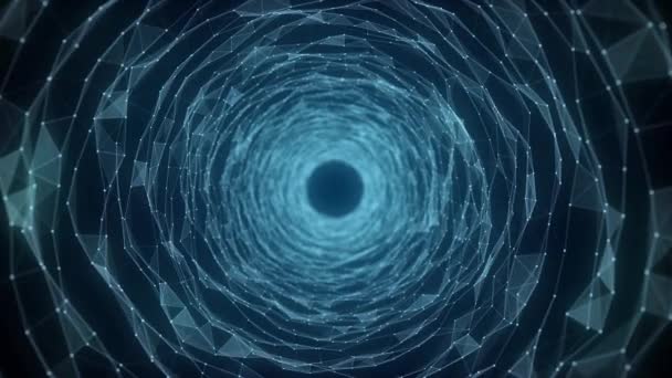 Abstraktní Sci Modrý Tunel Červí Díra Absorbuje Kyberprostor Portál Futuristická — Stock video