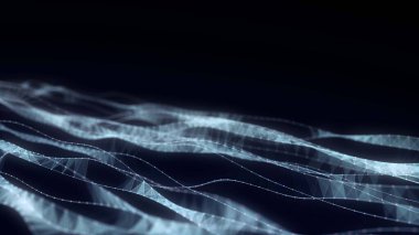 Siber ağ bağlantısı arka planı. Noktaları ve çizgileri birleştiren soyut bir bağlantı. Mavi DNA 'lı moleküler arka plan. Büyük veri görselleştirmesi. 3d oluşturma.