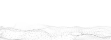 Digital technology white wave. Light cyberspace with motion dots and lines. Futuristic digital background artificial intelligence. Big data analytics. 3d rendering.