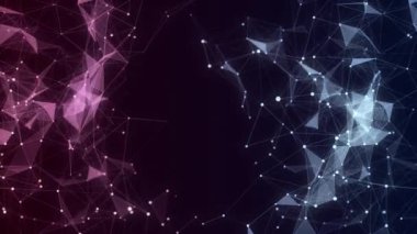 İş için fütüristik fon. Hareket eden parçacıklarla ağ bağlantısı siber uzayı. Büyük veri görselleştirmesi. Soyut siber güvenlik geçmişi. 3B görüntüleme.