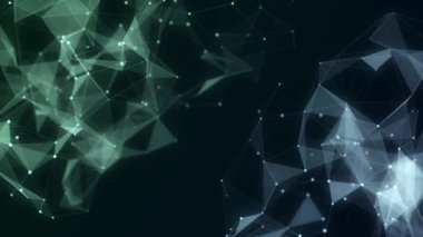 İş için fütüristik fon. Hareket eden parçacıklarla ağ bağlantısı siber uzayı. Büyük veri görselleştirmesi. Soyut siber güvenlik geçmişi. 3B görüntüleme.